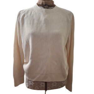 COS Tight Knit Paper Cream Crew Neck Sweater size M